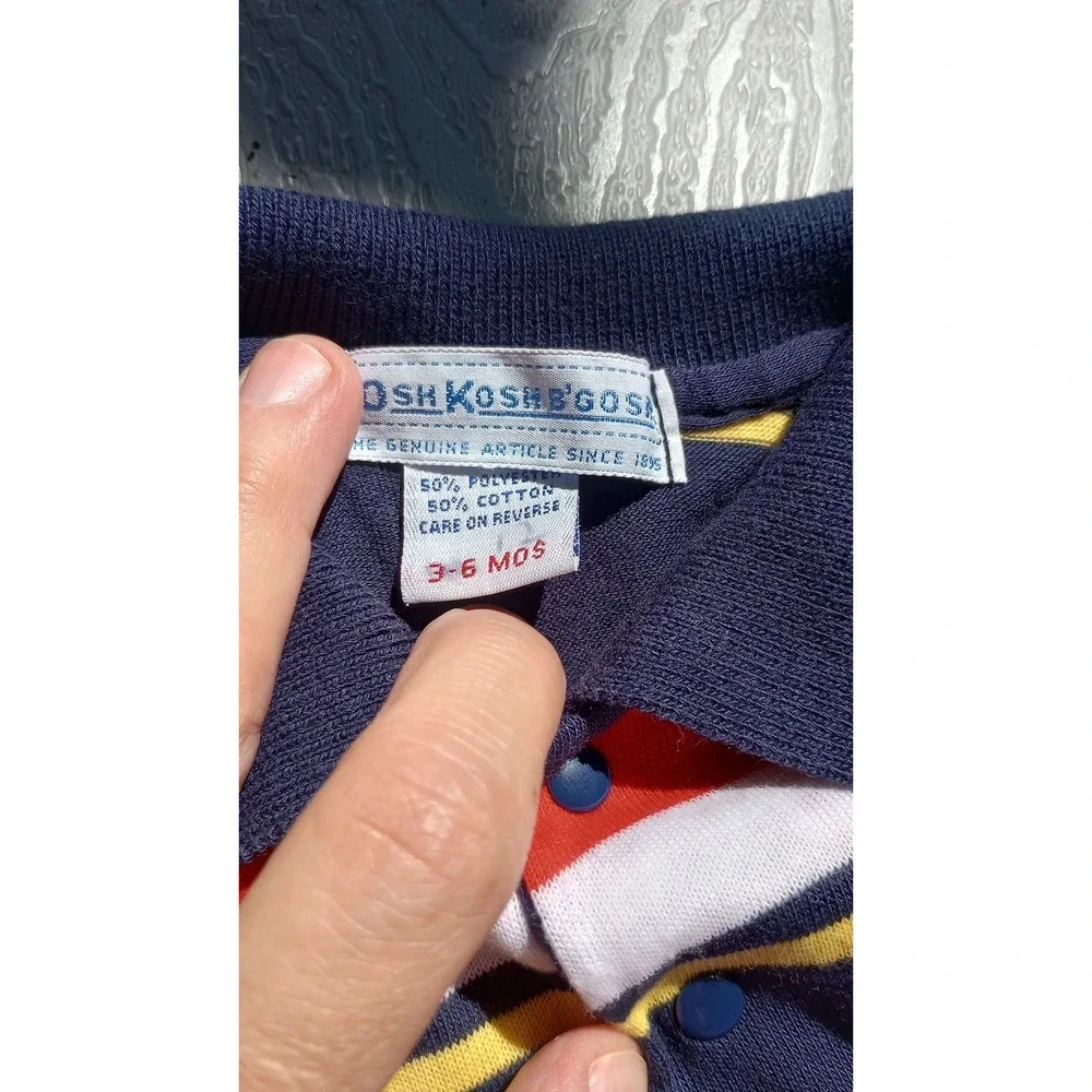 Vintage Oshkosh B'gosh 80s 90s Striped Polo USA EUC Red Navy Blue Yellow‎